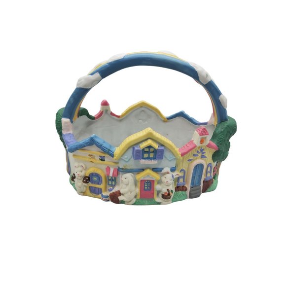 vintage 1995 abc distributing bisque decorative easter basket - Picture 1 of 5